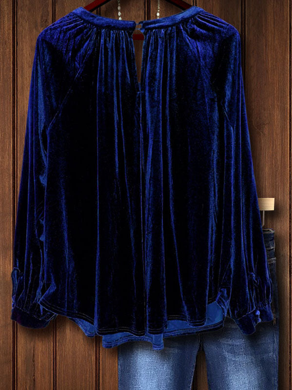 Retro Velvet Navy Top