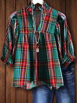 Red And Green Plaid Top