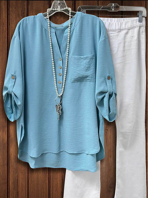 Chic Loose Pocket Blouse