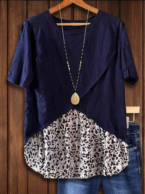 Leopard Print Patchwork Tee