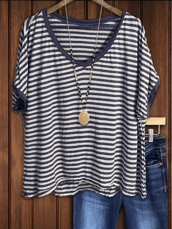 Classic Striped Loose Casual T-Shirt