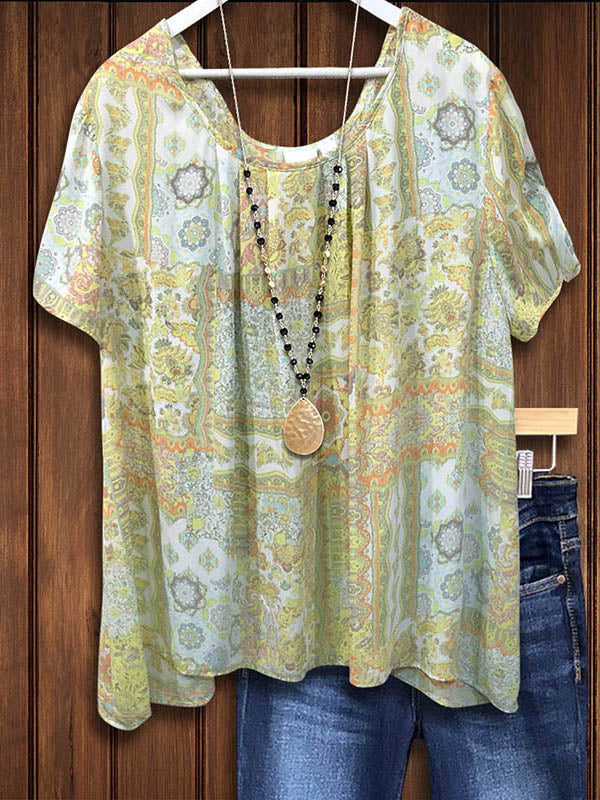 Vintage Tribal Print Casual Blouse