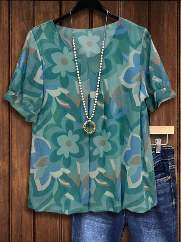 Floral Print Loose Casual Blouse