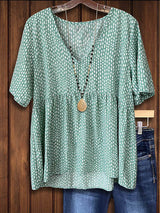 Polka Dot Print V-neck Chic Blouse