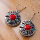 Antique Bronze with Orange/Blue Boho Chic Statement Earrings